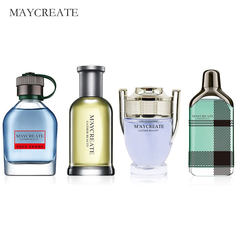 MayCreate 4pcs Perfumed men Long-lasting male Parfum Atomizer Bottle Glass Fashion Fragrances masculino importador spray erkek