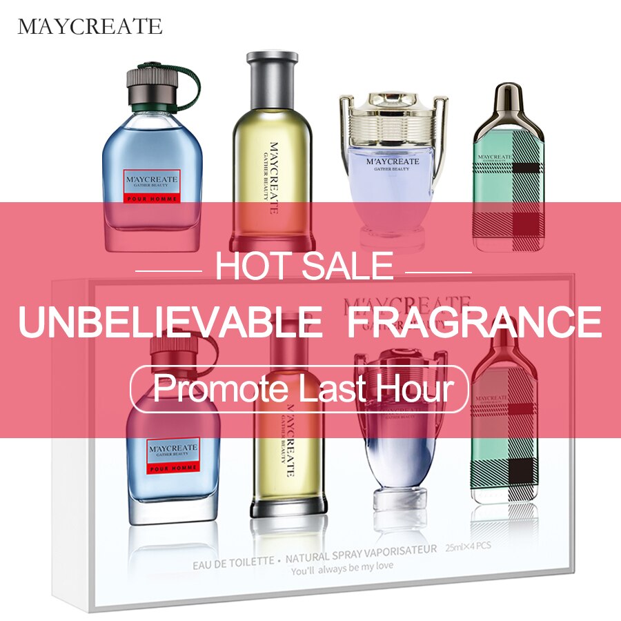 MayCreate 4pcs Perfumed men Long-lasting male Parfum Atomizer Bottle Glass Fashion Fragrances masculino importador spray erkek