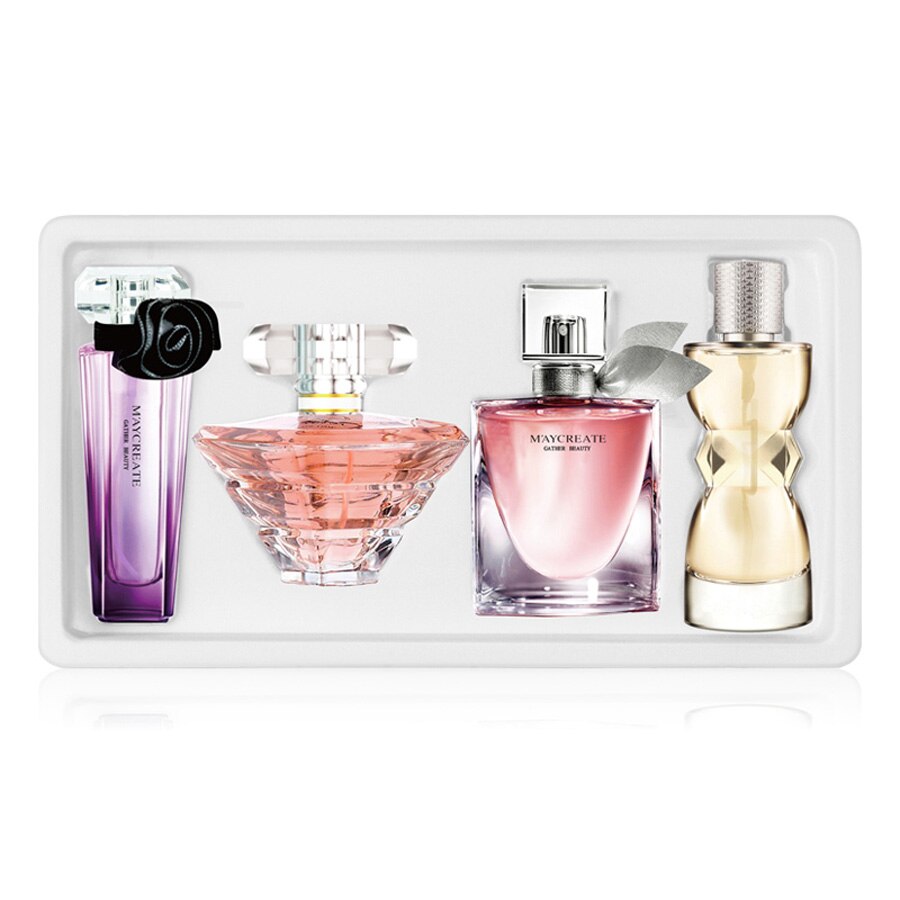 MayCreate 4Pcs Perfumed Women Female Parfums Atomizer Spay Bottle Glass Fashion Lady Flower Original Perfumed Brand Fragrances